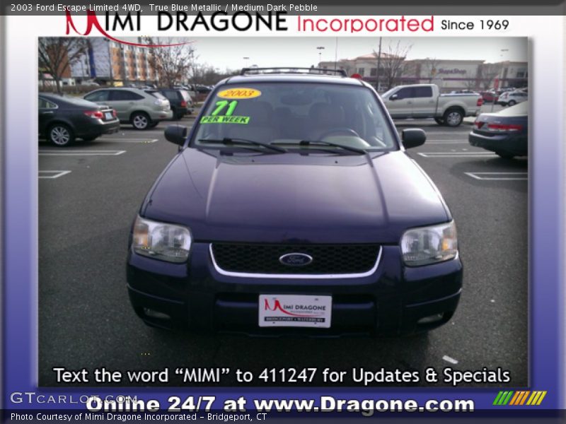 True Blue Metallic / Medium Dark Pebble 2003 Ford Escape Limited 4WD