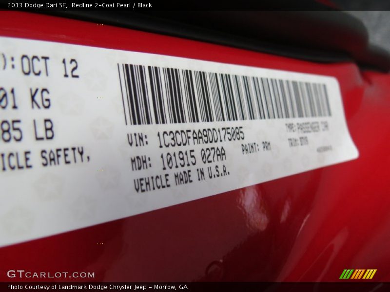 Redline 2-Coat Pearl / Black 2013 Dodge Dart SE
