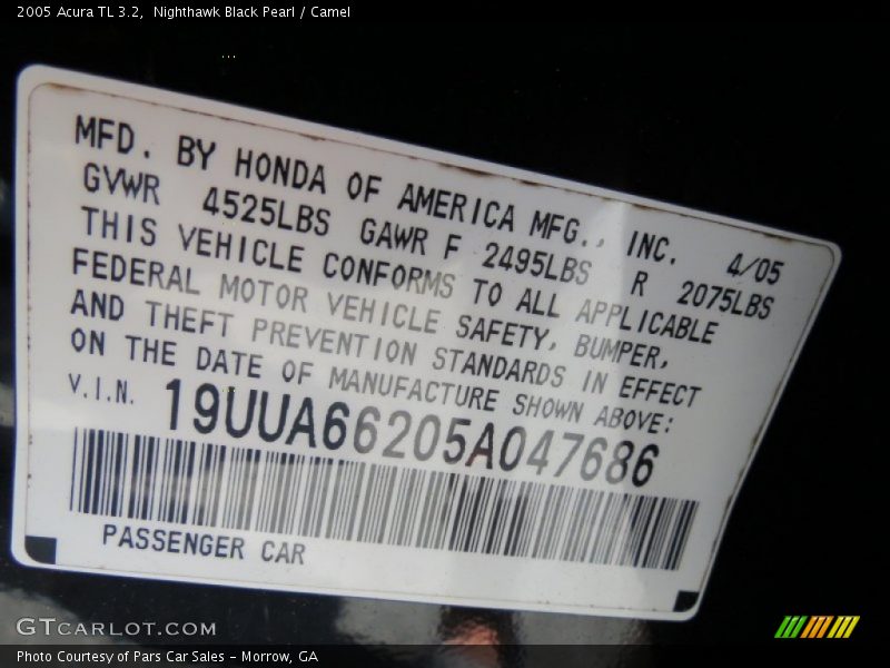 Nighthawk Black Pearl / Camel 2005 Acura TL 3.2