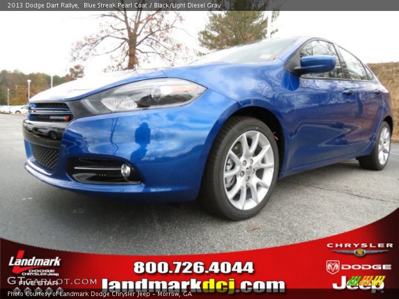 Blue Streak Pearl Coat / Black/Light Diesel Gray 2013 Dodge Dart Rallye