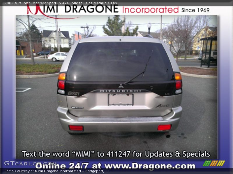 Sudan Beige Metallic / Tan 2003 Mitsubishi Montero Sport LS 4x4