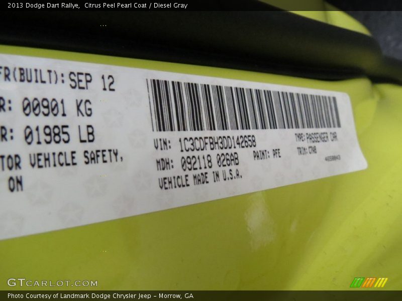 Citrus Peel Pearl Coat / Diesel Gray 2013 Dodge Dart Rallye