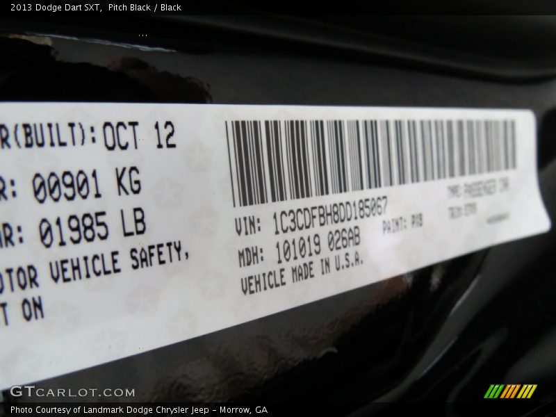 Pitch Black / Black 2013 Dodge Dart SXT