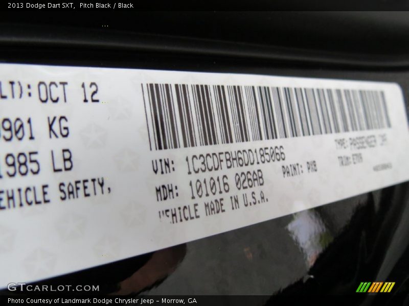 Pitch Black / Black 2013 Dodge Dart SXT