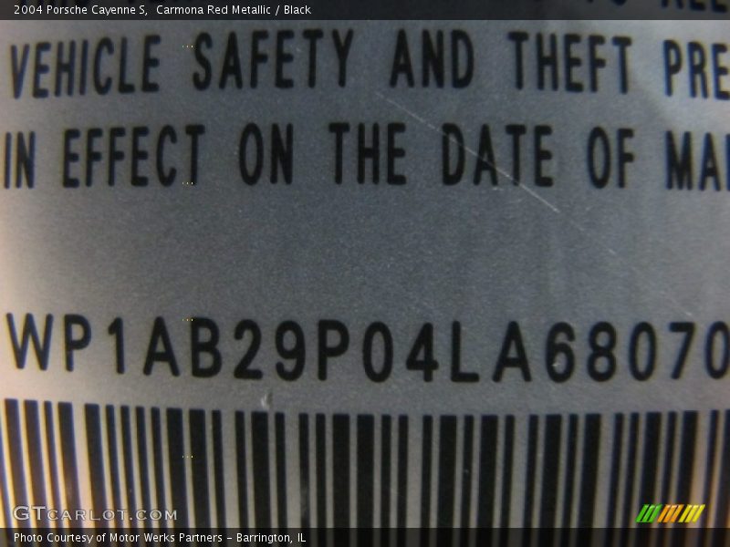 Carmona Red Metallic / Black 2004 Porsche Cayenne S