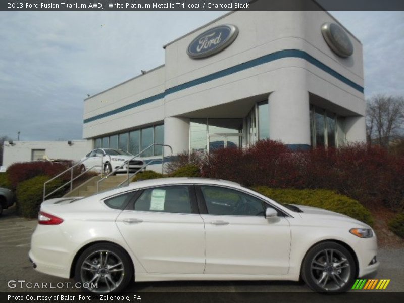 White Platinum Metallic Tri-coat / Charcoal Black 2013 Ford Fusion Titanium AWD