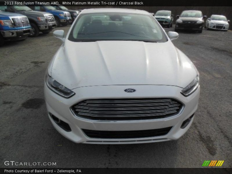 White Platinum Metallic Tri-coat / Charcoal Black 2013 Ford Fusion Titanium AWD
