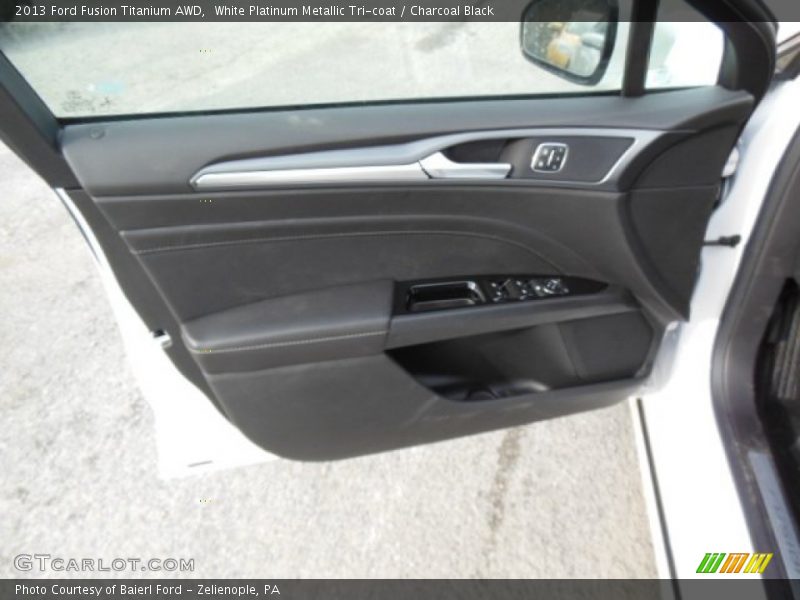 White Platinum Metallic Tri-coat / Charcoal Black 2013 Ford Fusion Titanium AWD