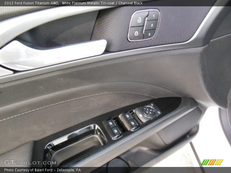 White Platinum Metallic Tri-coat / Charcoal Black 2013 Ford Fusion Titanium AWD