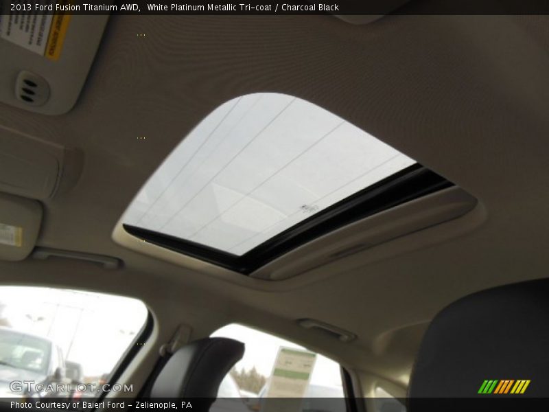 White Platinum Metallic Tri-coat / Charcoal Black 2013 Ford Fusion Titanium AWD