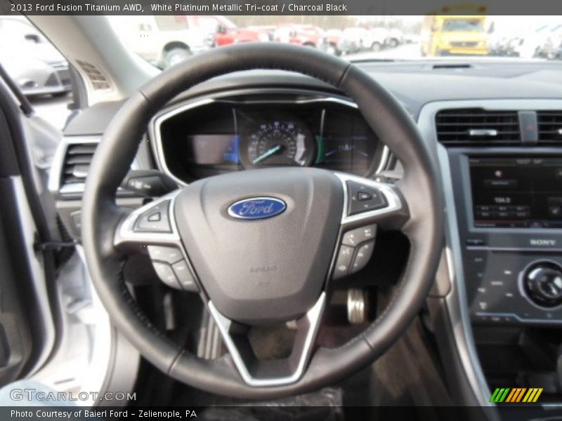 White Platinum Metallic Tri-coat / Charcoal Black 2013 Ford Fusion Titanium AWD
