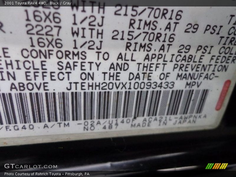 Black / Gray 2001 Toyota RAV4 4WD
