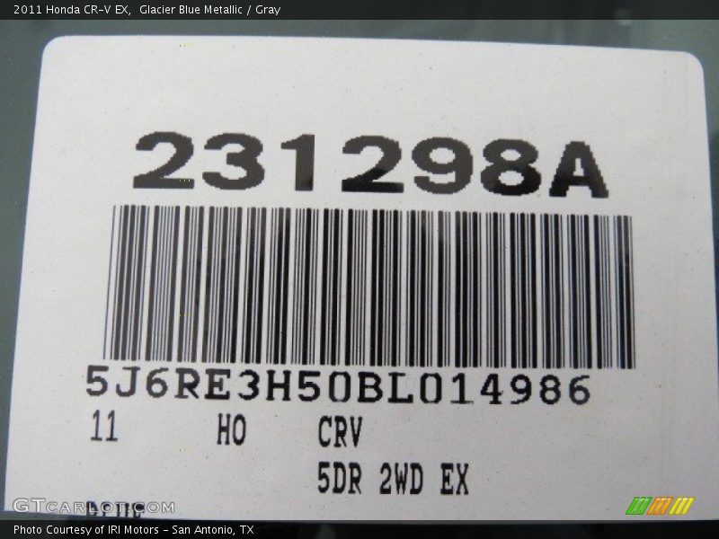 Glacier Blue Metallic / Gray 2011 Honda CR-V EX