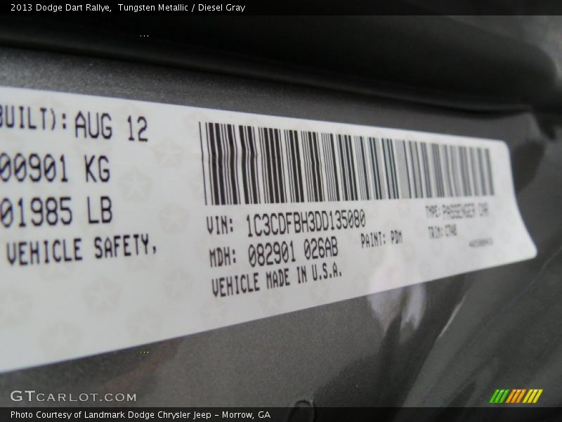 Tungsten Metallic / Diesel Gray 2013 Dodge Dart Rallye