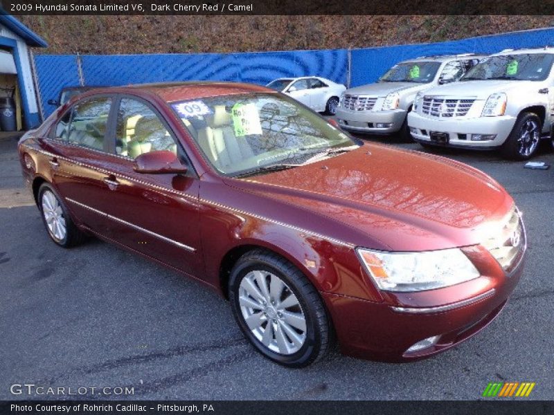 Dark Cherry Red / Camel 2009 Hyundai Sonata Limited V6