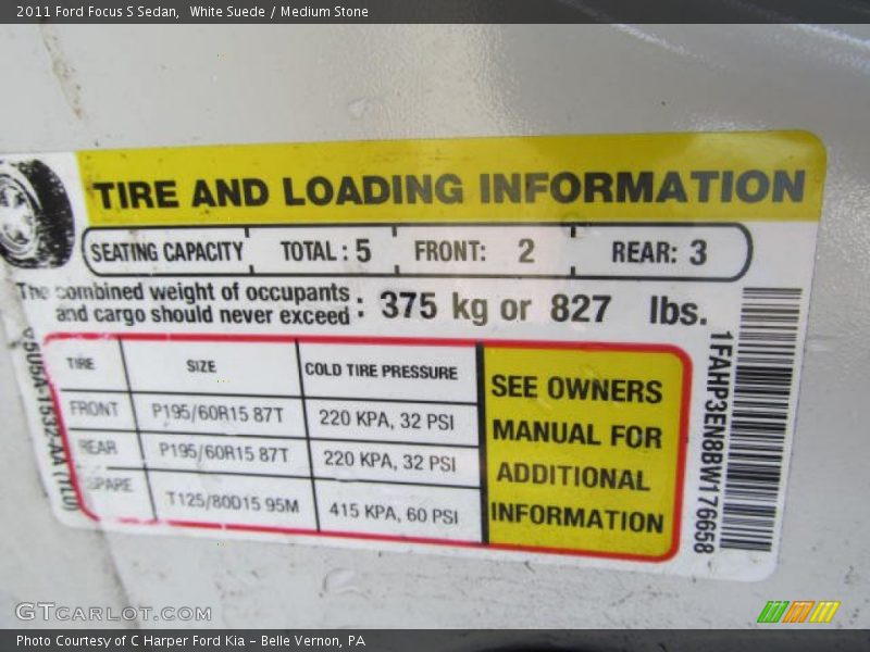 White Suede / Medium Stone 2011 Ford Focus S Sedan