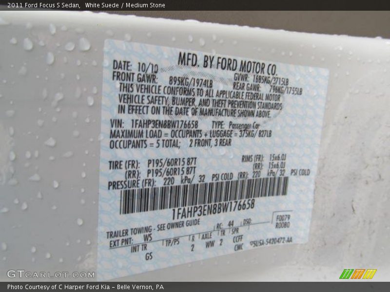 White Suede / Medium Stone 2011 Ford Focus S Sedan