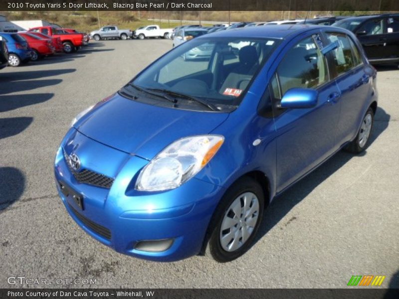 Blazing Blue Pearl / Dark Charcoal 2010 Toyota Yaris 5 Door Liftback