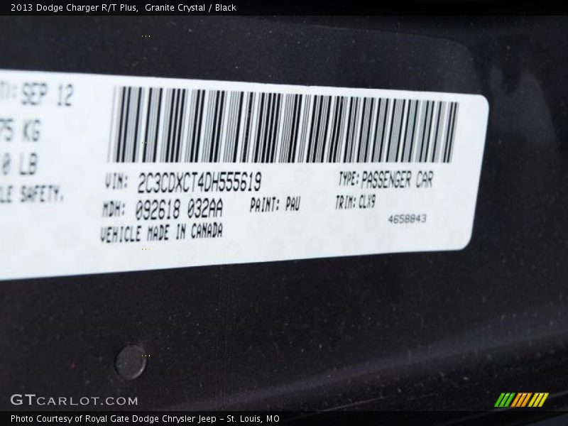 Granite Crystal / Black 2013 Dodge Charger R/T Plus