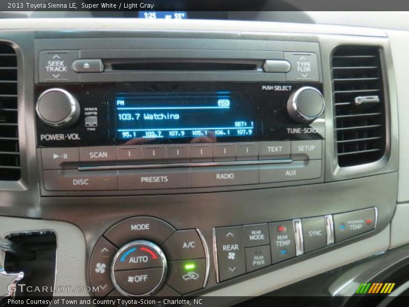 Super White / Light Gray 2013 Toyota Sienna LE