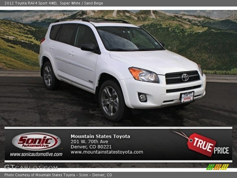 Super White / Sand Beige 2012 Toyota RAV4 Sport 4WD