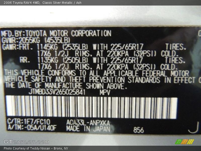 Classic Silver Metallic / Ash 2006 Toyota RAV4 4WD