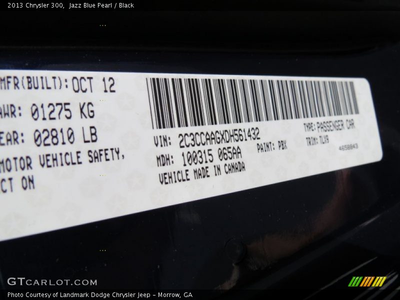 Jazz Blue Pearl / Black 2013 Chrysler 300