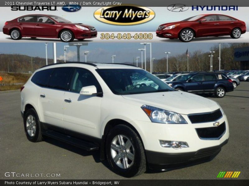 White / Dark Gray/Light Gray 2011 Chevrolet Traverse LT AWD