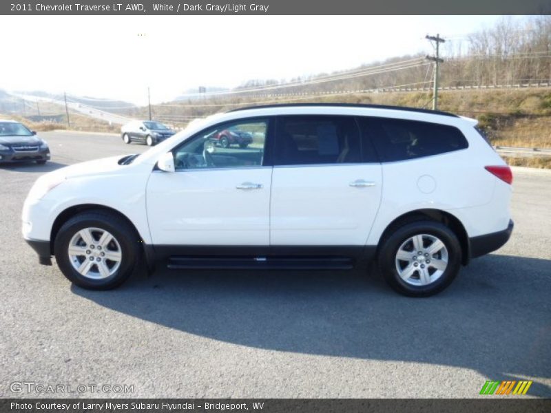 White / Dark Gray/Light Gray 2011 Chevrolet Traverse LT AWD