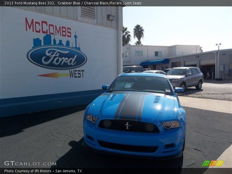 Grabber Blue / Charcoal Black/Recaro Sport Seats 2013 Ford Mustang Boss 302