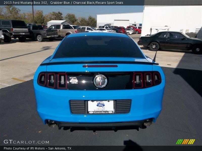 Grabber Blue / Charcoal Black/Recaro Sport Seats 2013 Ford Mustang Boss 302