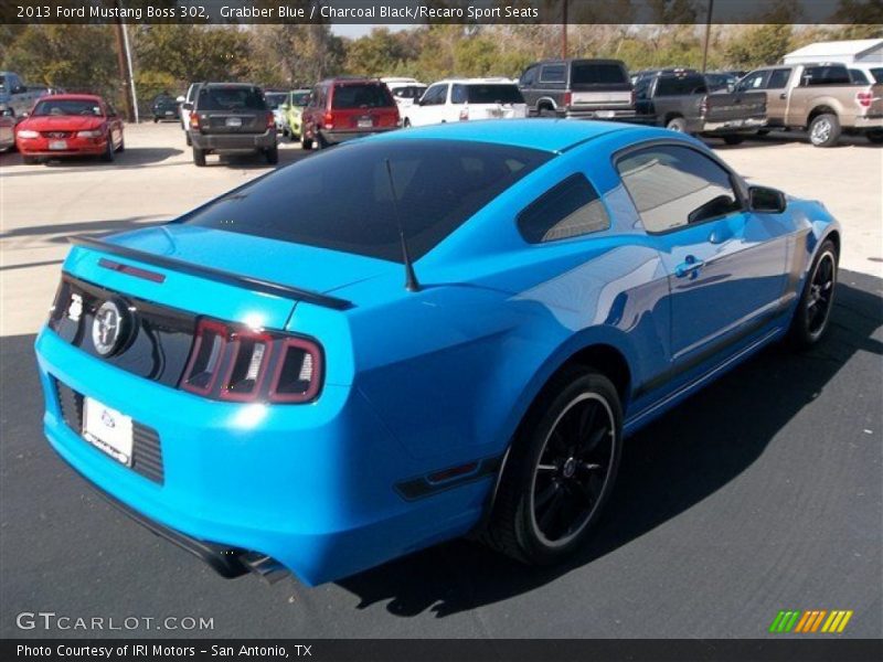 Grabber Blue / Charcoal Black/Recaro Sport Seats 2013 Ford Mustang Boss 302