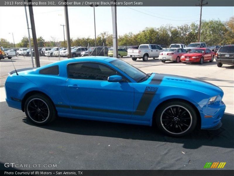 Grabber Blue / Charcoal Black/Recaro Sport Seats 2013 Ford Mustang Boss 302