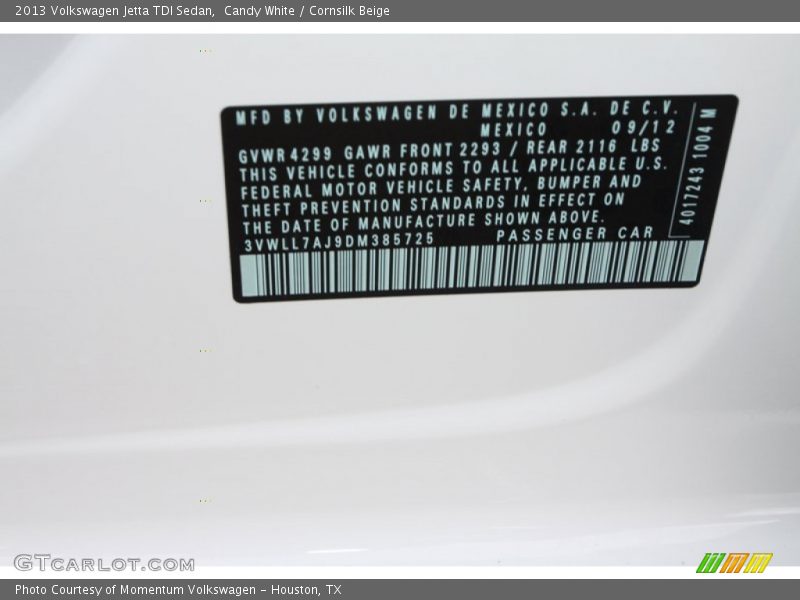 Candy White / Cornsilk Beige 2013 Volkswagen Jetta TDI Sedan