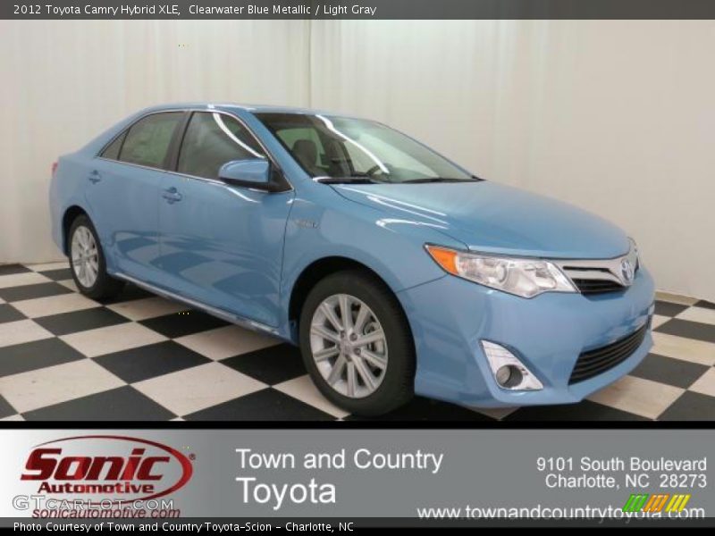 Clearwater Blue Metallic / Light Gray 2012 Toyota Camry Hybrid XLE