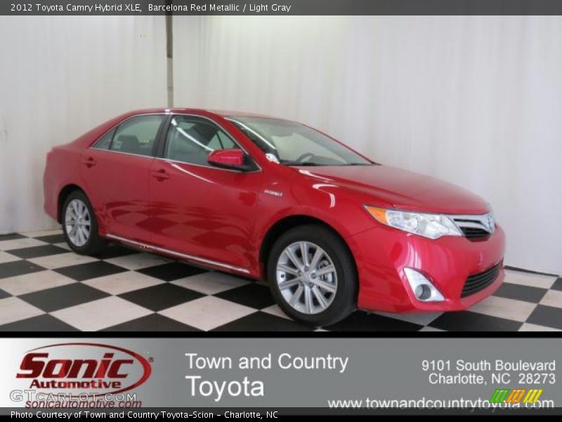 Barcelona Red Metallic / Light Gray 2012 Toyota Camry Hybrid XLE