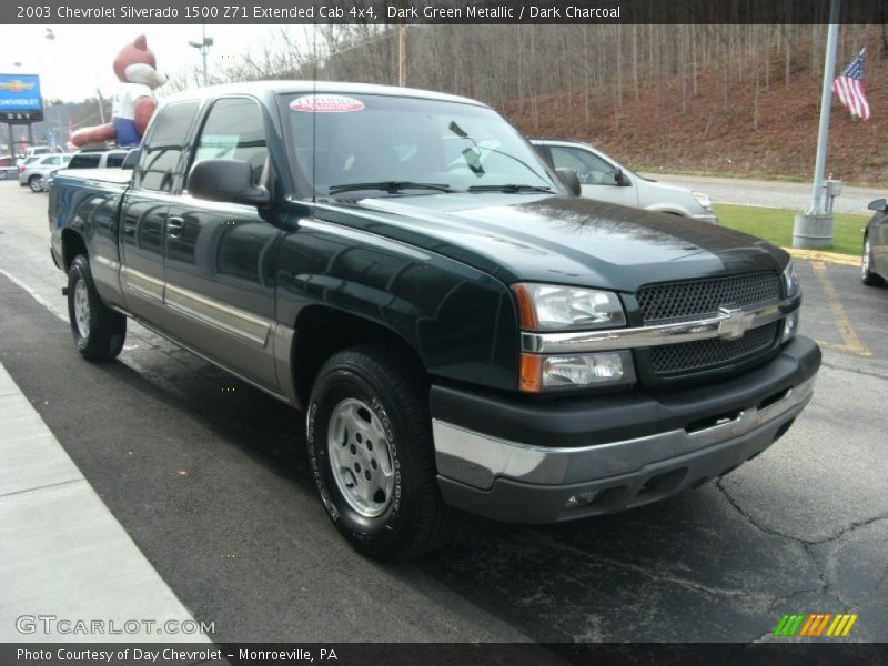 Dark Green Metallic / Dark Charcoal 2003 Chevrolet Silverado 1500 Z71 Extended Cab 4x4