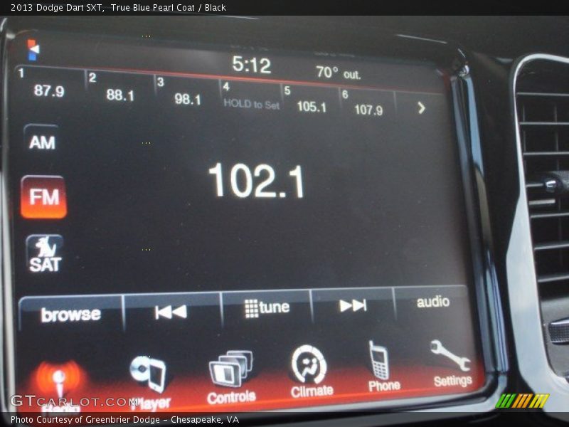 True Blue Pearl Coat / Black 2013 Dodge Dart SXT