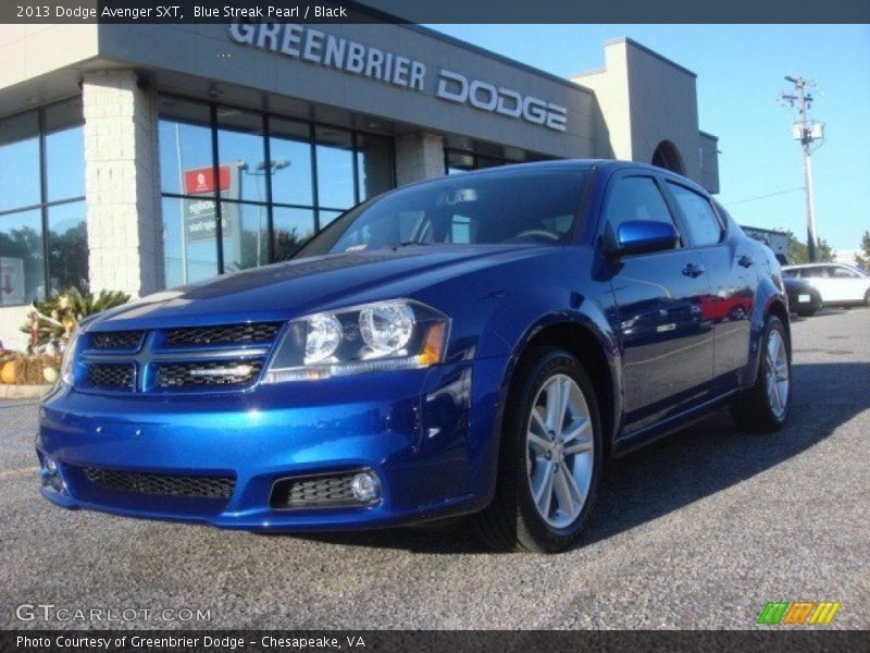 Blue Streak Pearl / Black 2013 Dodge Avenger SXT