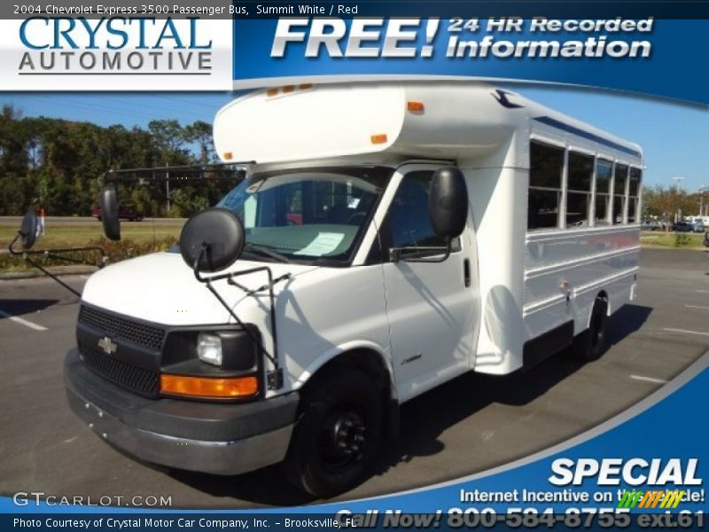 Summit White / Red 2004 Chevrolet Express 3500 Passenger Bus