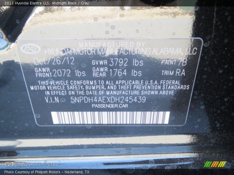 Midnight Black / Gray 2013 Hyundai Elantra GLS