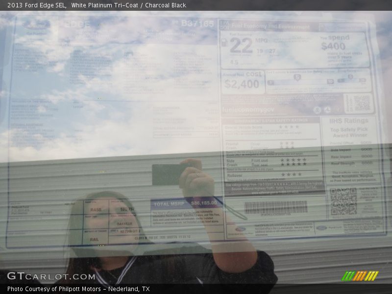 White Platinum Tri-Coat / Charcoal Black 2013 Ford Edge SEL