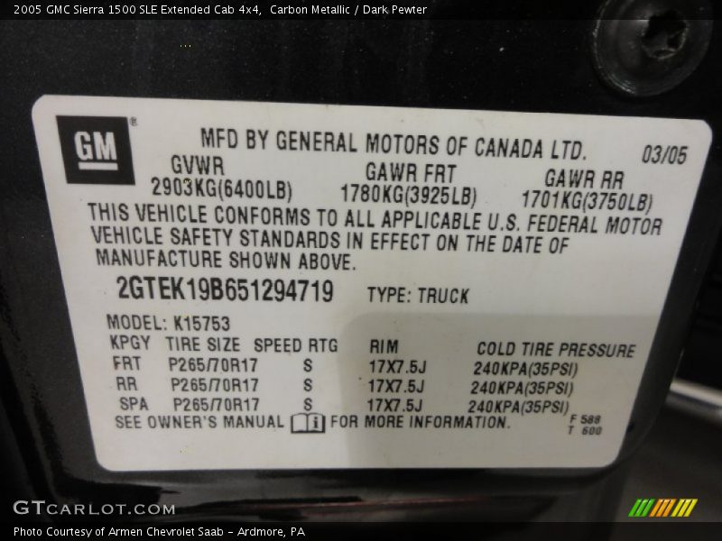 Carbon Metallic / Dark Pewter 2005 GMC Sierra 1500 SLE Extended Cab 4x4