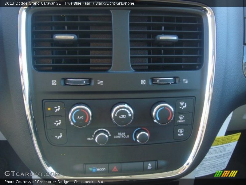 True Blue Pearl / Black/Light Graystone 2013 Dodge Grand Caravan SE