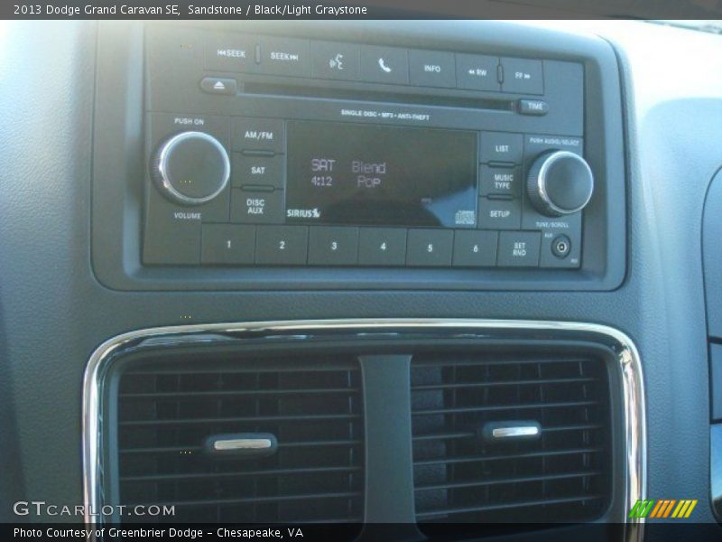 Sandstone / Black/Light Graystone 2013 Dodge Grand Caravan SE
