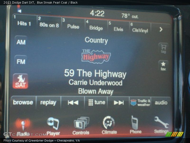 Blue Streak Pearl Coat / Black 2013 Dodge Dart SXT