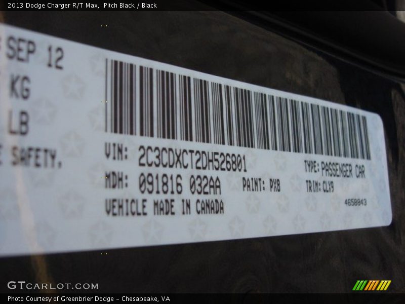 Pitch Black / Black 2013 Dodge Charger R/T Max