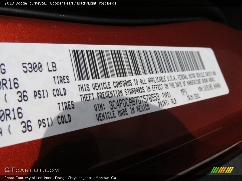 Copper Pearl / Black/Light Frost Beige 2013 Dodge Journey SE