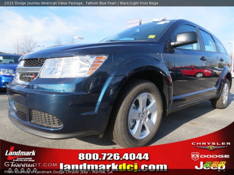 Fathom Blue Pearl / Black/Light Frost Beige 2013 Dodge Journey American Value Package