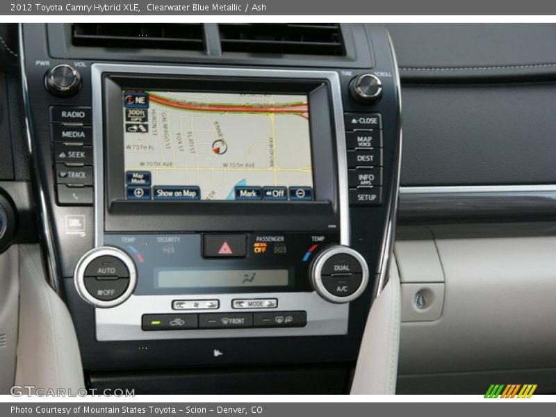 Clearwater Blue Metallic / Ash 2012 Toyota Camry Hybrid XLE
